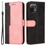 Two-Color Stitching Business Style Magnetic Soft PU Shockproof Flip Cover Wallet with Strap for Xiaomi Mi 11
