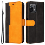 Two-Color Stitching Business Style Magnetic Soft PU Shockproof Flip Cover Wallet with Strap for Xiaomi Mi 11