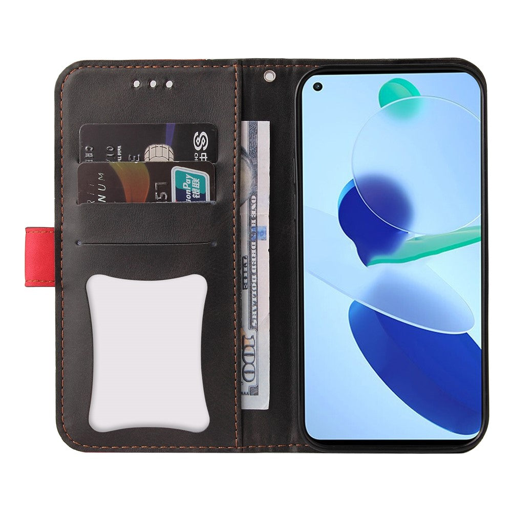 Two-Color Splicing Magnetic Soft PU Shockproof Business Wallet Case with Wrist Strap for Xiaomi Mi 11 Lite 4G / 5G /11 Lite 5G NE
