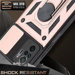 Camera Slide Shockproof Phone Case Cover with Kickstand for Xiaomi Redmi Note 10 4G / 10S 4G / Poco M5s 4G
