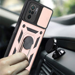 Camera Slide Shockproof Phone Case Cover with Kickstand for Xiaomi Redmi Note 10 4G / 10S 4G / Poco M5s 4G