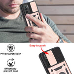 Camera Slide Shockproof Phone Case Cover with Kickstand for Xiaomi Redmi Note 10 4G / 10S 4G / Poco M5s 4G