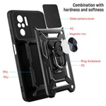 Camera Slide Shockproof Phone Case Cover with Kickstand for Xiaomi Redmi Note 10 4G / 10S 4G / Poco M5s 4G