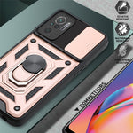 Camera Slide Shockproof Phone Case Cover with Kickstand for Xiaomi Redmi Note 10 4G / 10S 4G / Poco M5s 4G