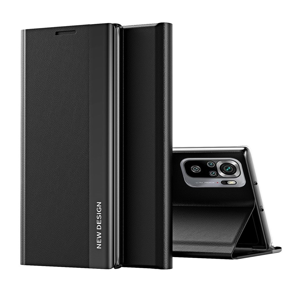 PU Leather Coated PC Phone Case Shell with Stand for Xiaomi Redmi Note 10S / Poco M5s 4G / Note 10 4G