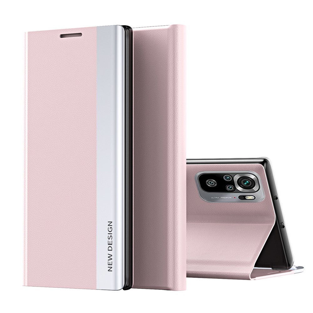 PU Leather Coated PC Phone Case Shell with Stand for Xiaomi Redmi Note 10S / Poco M5s 4G / Note 10 4G