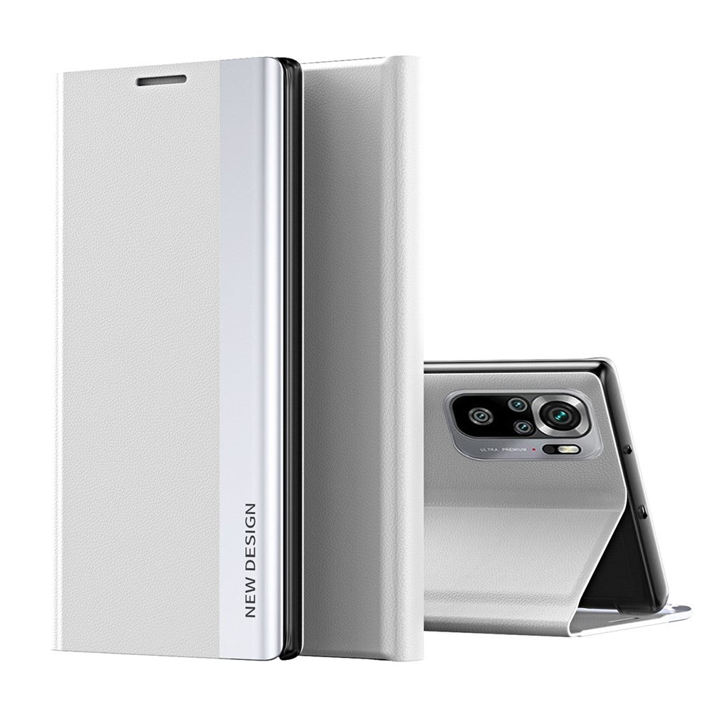 PU Leather Coated PC Phone Case Shell with Stand for Xiaomi Redmi Note 10S / Poco M5s 4G / Note 10 4G