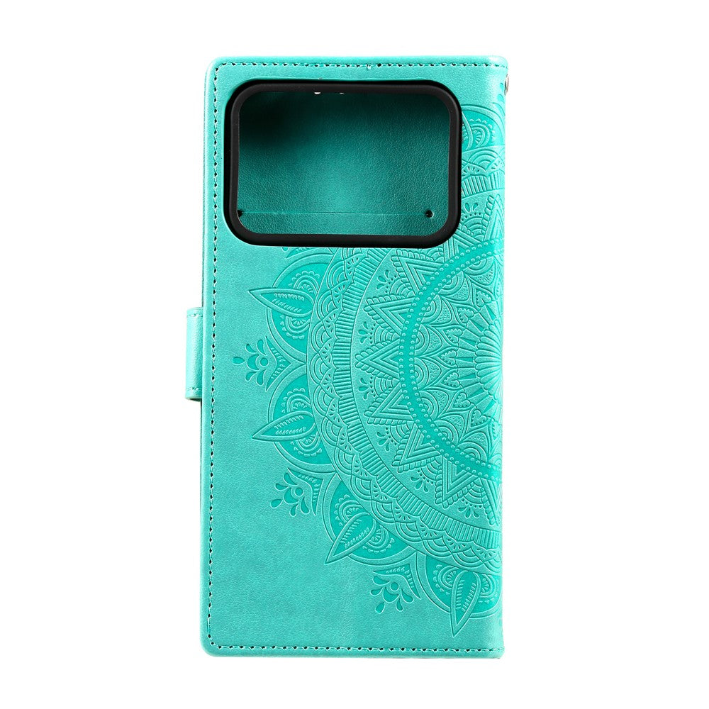 Imprinted Mandala Pattern PU Leather Wallet Stand Case with Strap for Xiaomi Mi 11 Ultra