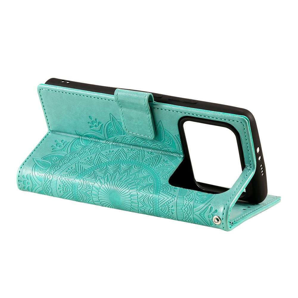 Imprinted Mandala Pattern PU Leather Wallet Stand Case with Strap for Xiaomi Mi 11 Ultra