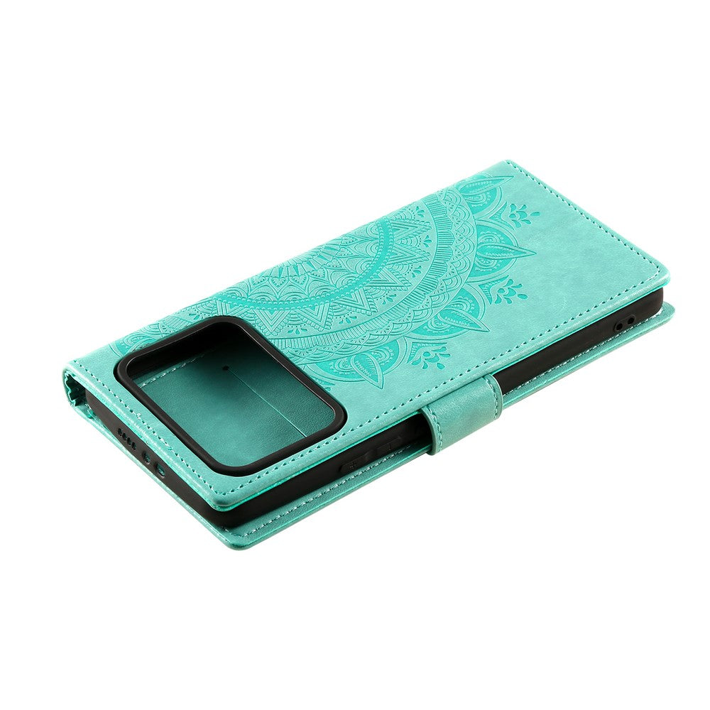 Imprinted Mandala Pattern PU Leather Wallet Stand Case with Strap for Xiaomi Mi 11 Ultra