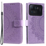Imprinted Mandala Pattern PU Leather Wallet Stand Case with Strap for Xiaomi Mi 11 Ultra