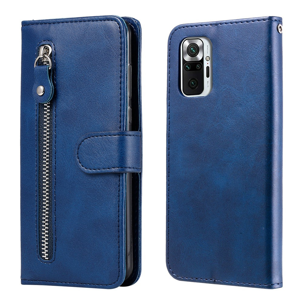 Full Protection Zipper Pocket Leather Wallet Design Phone Case for Xiaomi Poco M3 Pro 4G / 5G / Redmi Note 10 5G/ 10T 5G