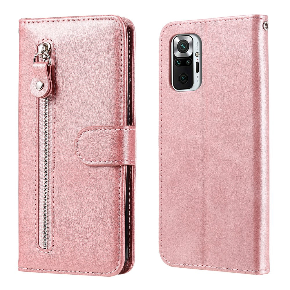 Full Protection Zipper Pocket Leather Wallet Design Phone Case for Xiaomi Poco M3 Pro 4G / 5G / Redmi Note 10 5G/ 10T 5G