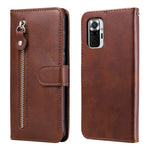 Full Protection Zipper Pocket Leather Wallet Design Phone Case for Xiaomi Poco M3 Pro 4G / 5G / Redmi Note 10 5G/ 10T 5G