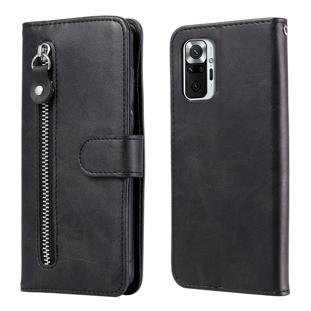 Full Protection Zipper Pocket Leather Wallet Design Phone Case for Xiaomi Poco M3 Pro 4G / 5G / Redmi Note 10 5G/ 10T 5G