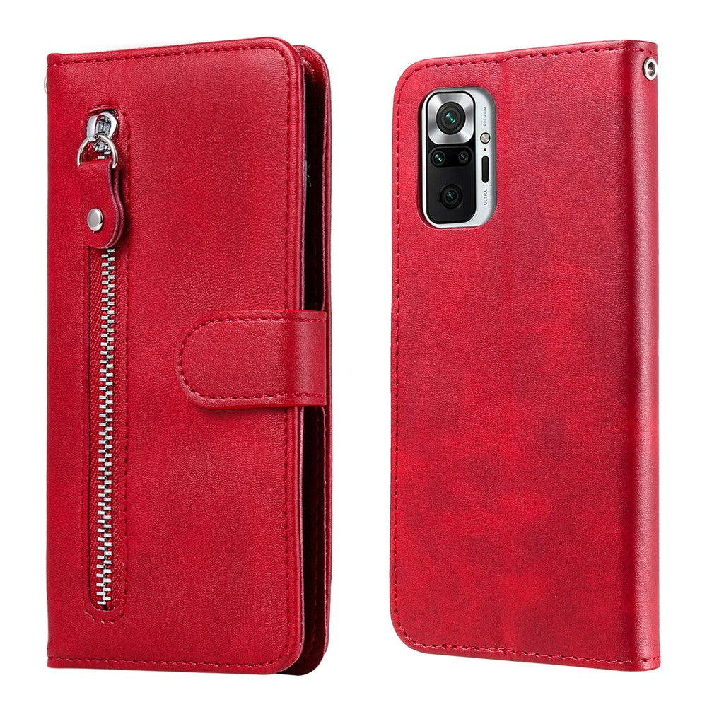Full Protection Zipper Pocket Leather Wallet Design Phone Case for Xiaomi Poco M3 Pro 4G / 5G / Redmi Note 10 5G/ 10T 5G