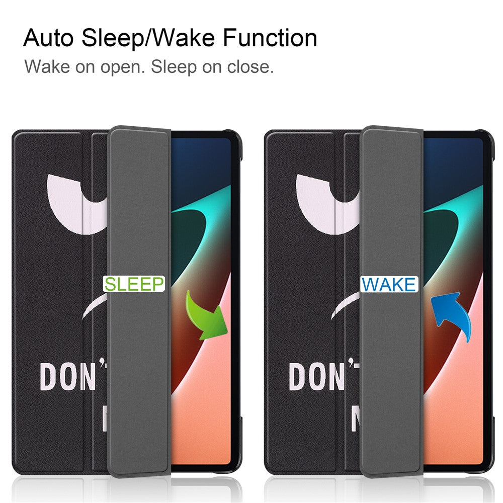 Pattern Printing PU Leather Case for Xiaomi Pad 5/Pad 5 Pro, Tri-Fold Stand Smart Cover with Auto Sleep / Wake