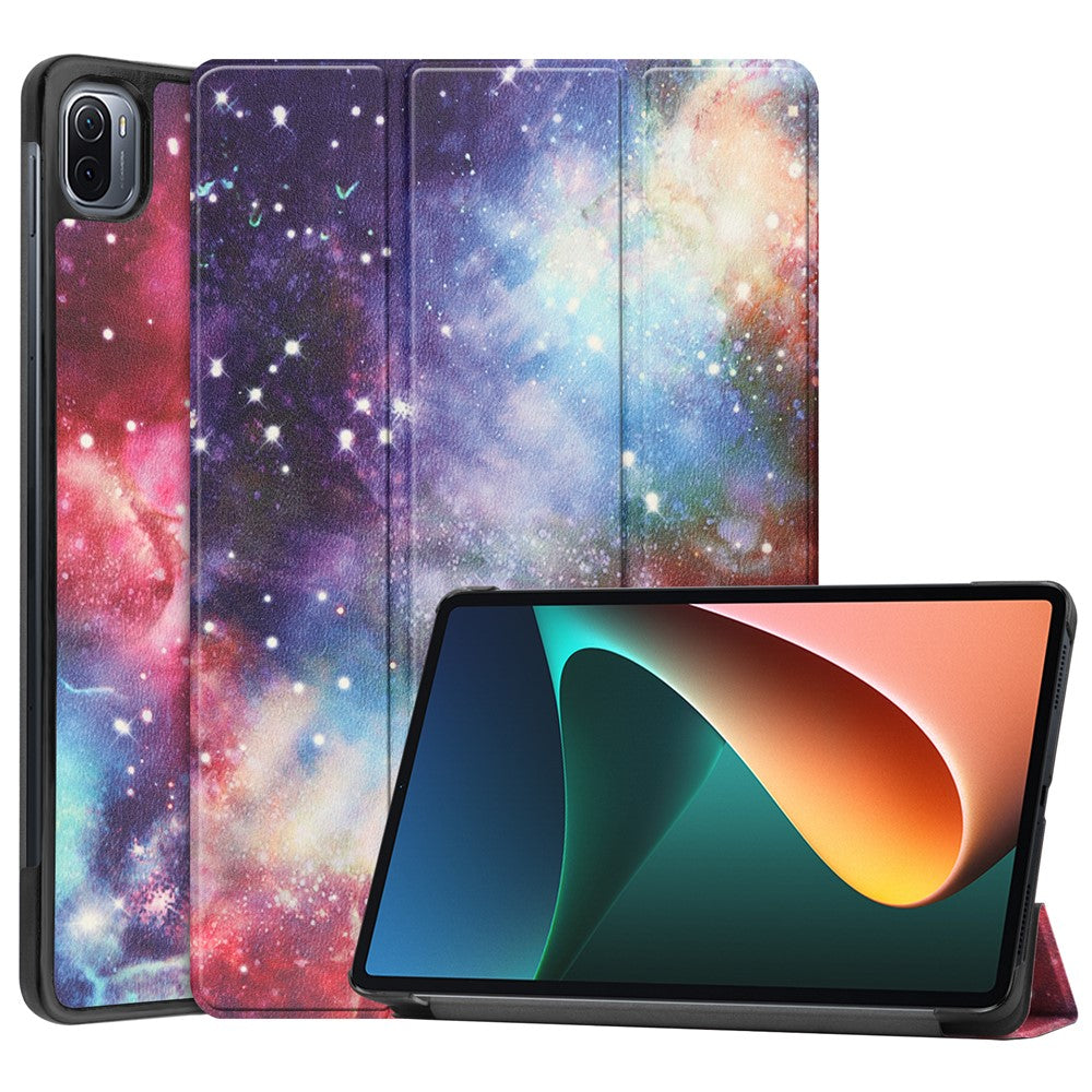 Pattern Printing PU Leather Case for Xiaomi Pad 5/Pad 5 Pro, Tri-Fold Stand Smart Cover with Auto Sleep / Wake