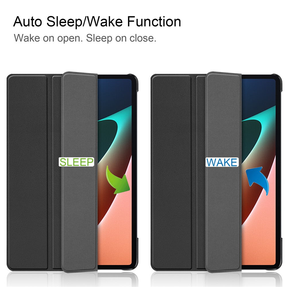 Anti-scratch Shockproof PU Leather Trifold Stand Slim Smart Tablet Cover with Auto Sleep / Wake for Xiaomi Pad 5/Pad 5 Pro