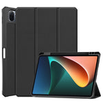 For Xiaomi Pad 5/Pad 5 Pro Slim Case Tri-fold Stand PU Leather Shockproof Tablet Cover with Pencil Holder Support Auto Wake/Sleep