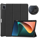 For Xiaomi Pad 5/Pad 5 Pro Slim Case Tri-fold Stand PU Leather Shockproof Tablet Cover with Pencil Holder Support Auto Wake/Sleep