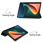 For Xiaomi Pad 5/Pad 5 Pro Slim Case Tri-fold Stand PU Leather Shockproof Tablet Cover with Pencil Holder Support Auto Wake/Sleep