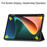 For Xiaomi Pad 5/Pad 5 Pro Slim Case Tri-fold Stand PU Leather Shockproof Tablet Cover with Pencil Holder Support Auto Wake/Sleep