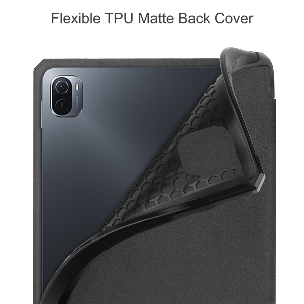 For Xiaomi Pad 5/Pad 5 Pro Slim Case Tri-fold Stand PU Leather Shockproof Tablet Cover with Pencil Holder Support Auto Wake/Sleep
