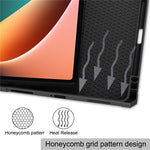 For Xiaomi Pad 5/Pad 5 Pro Slim Case Tri-fold Stand PU Leather Shockproof Tablet Cover with Pencil Holder Support Auto Wake/Sleep