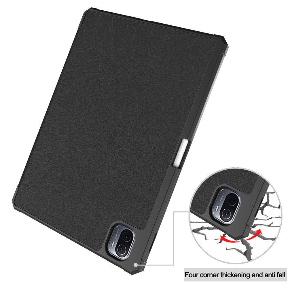 For Xiaomi Pad 5/Pad 5 Pro Slim Case Tri-fold Stand PU Leather Shockproof Tablet Cover with Pencil Holder Support Auto Wake/Sleep