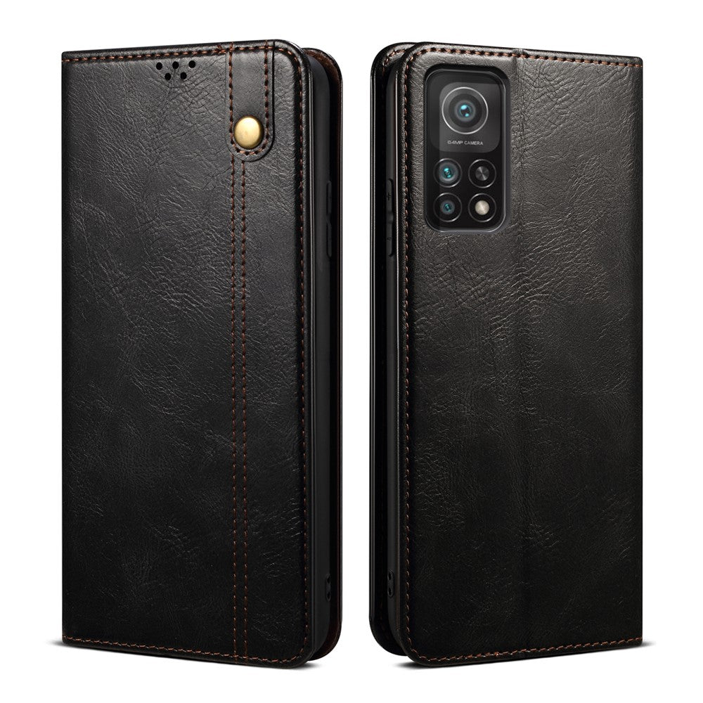 Waxy Crazy Horse Texture Magnetic Auto-absorbed PU Leather Wallet Stand Phone Case Cover for Xiaomi 11T 5G / 11T Pro 5G