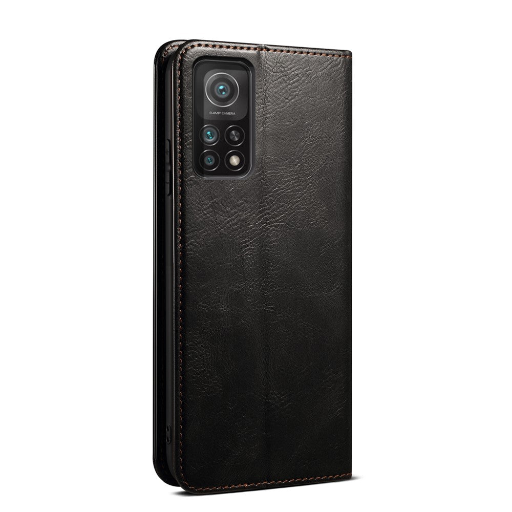 Waxy Crazy Horse Texture Magnetic Auto-absorbed PU Leather Wallet Stand Phone Case Cover for Xiaomi 11T 5G / 11T Pro 5G