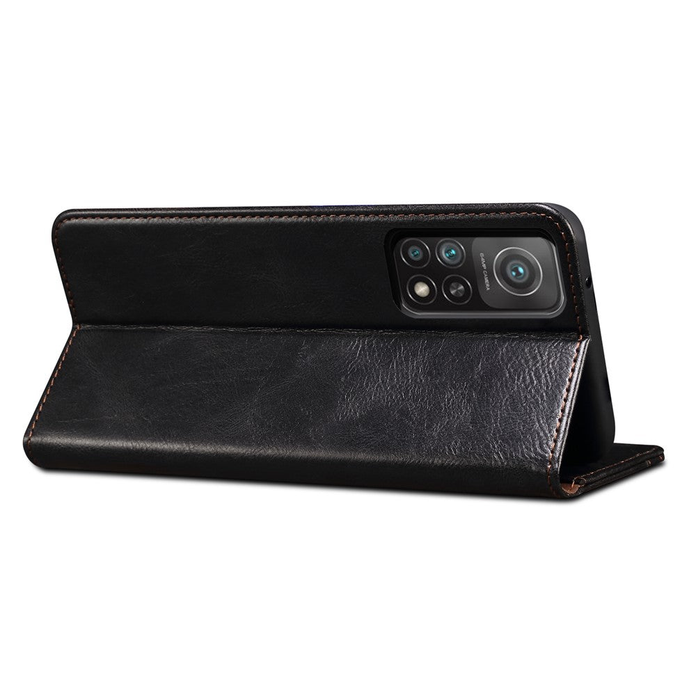Waxy Crazy Horse Texture Magnetic Auto-absorbed PU Leather Wallet Stand Phone Case Cover for Xiaomi 11T 5G / 11T Pro 5G