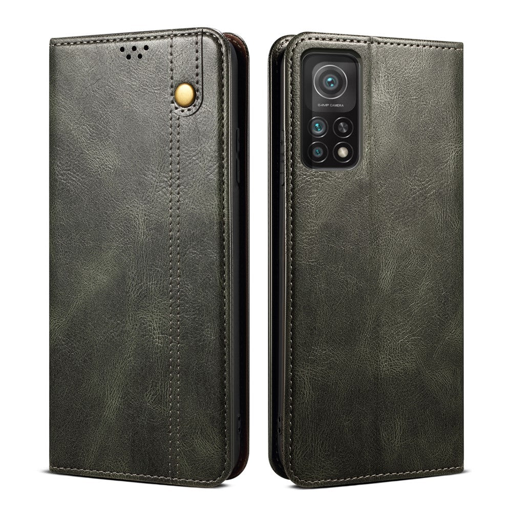 Waxy Crazy Horse Texture Magnetic Auto-absorbed PU Leather Wallet Stand Phone Case Cover for Xiaomi 11T 5G / 11T Pro 5G