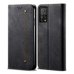 Plånboksdesign med jeanstygstruktur, läderfodral med helkroppsskydd och stativ för Xiaomi 11T 5G / 11T Pro 5G