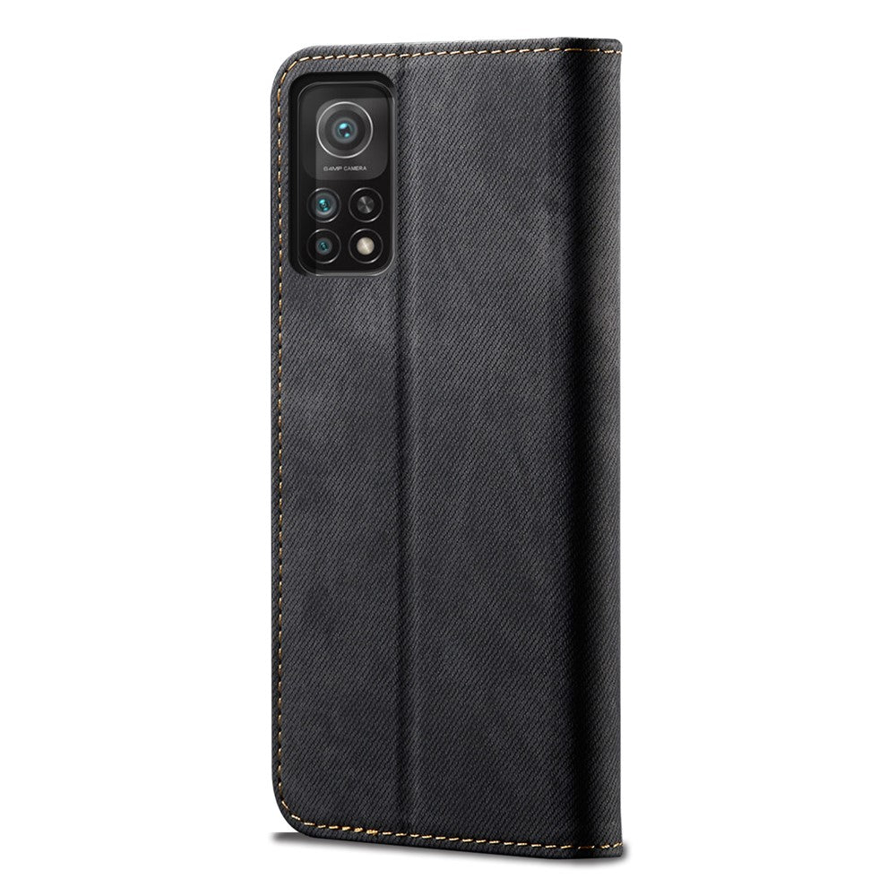 Plånboksdesign med jeanstygstruktur, läderfodral med helkroppsskydd och stativ för Xiaomi 11T 5G / 11T Pro 5G
