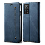 Plånboksdesign med jeanstygstruktur, läderfodral med helkroppsskydd och stativ för Xiaomi 11T 5G / 11T Pro 5G