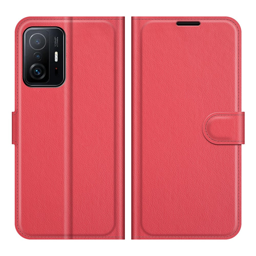 Litchitextur Anti-fall Snyggt Flip Läderfodral med Plånboksdesign och Stativ för Xiaomi 11T 5G / 11T Pro 5G