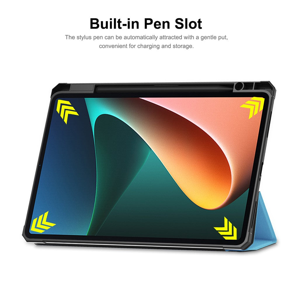 ENKAY HAT PRINCE Stylish Anti-Fall Auto Wake/Sleep Tri-fold Stand PU Leather + TPU Tablet Case Shell with Pen Slot for Xiaomi Pad 5/5 Pro