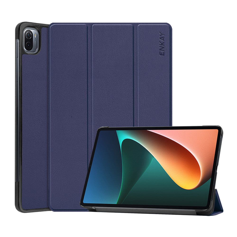 ENKAY HAT PRINCE Light Slim Anti-Fall Tri-fold Stand PU Leather + PC Tablet Case Cover with Auto Wake/Sleep Function for Xiaomi Pad 5/5 Pro