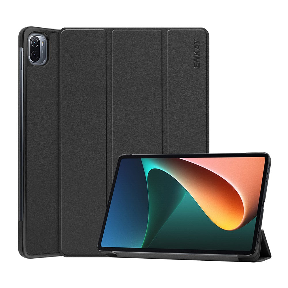ENKAY HAT PRINCE Light Slim Anti-Fall Tri-fold Stand PU Leather + PC Tablet Case Cover with Auto Wake/Sleep Function for Xiaomi Pad 5/5 Pro