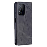 Rhombus-Like Imprinting Leather Stand Protective Phone Case Shell with Card Slots for Xiaomi 11T / 11T Pro