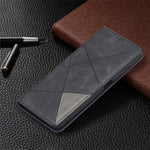 Rhombus-Like Imprinting Leather Stand Protective Phone Case Shell with Card Slots for Xiaomi 11T / 11T Pro