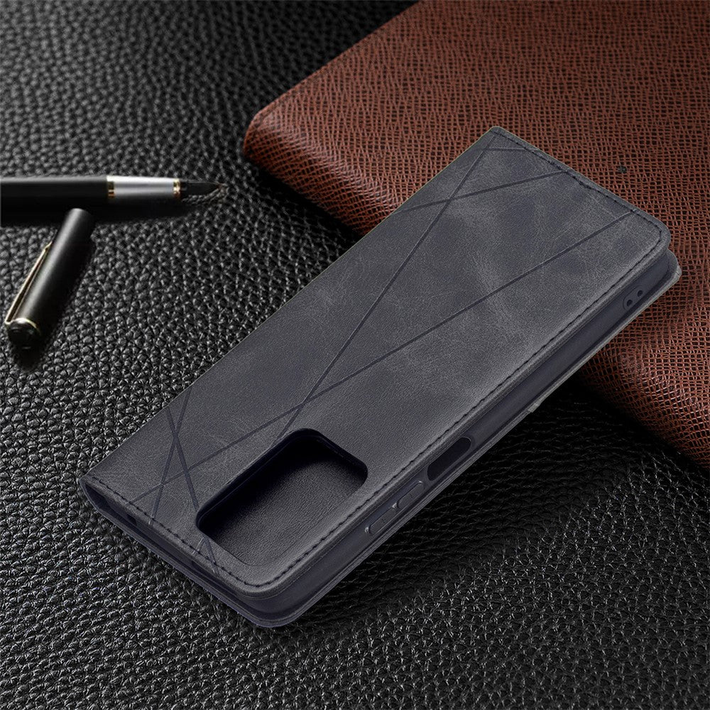 Rhombus-Like Imprinting Leather Stand Protective Phone Case Shell with Card Slots for Xiaomi 11T / 11T Pro
