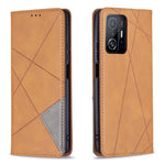 Rhombus-Like Imprinting Leather Stand Protective Phone Case Shell with Card Slots for Xiaomi 11T / 11T Pro
