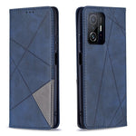 Rhombus-Like Imprinting Leather Stand Protective Phone Case Shell with Card Slots for Xiaomi 11T / 11T Pro