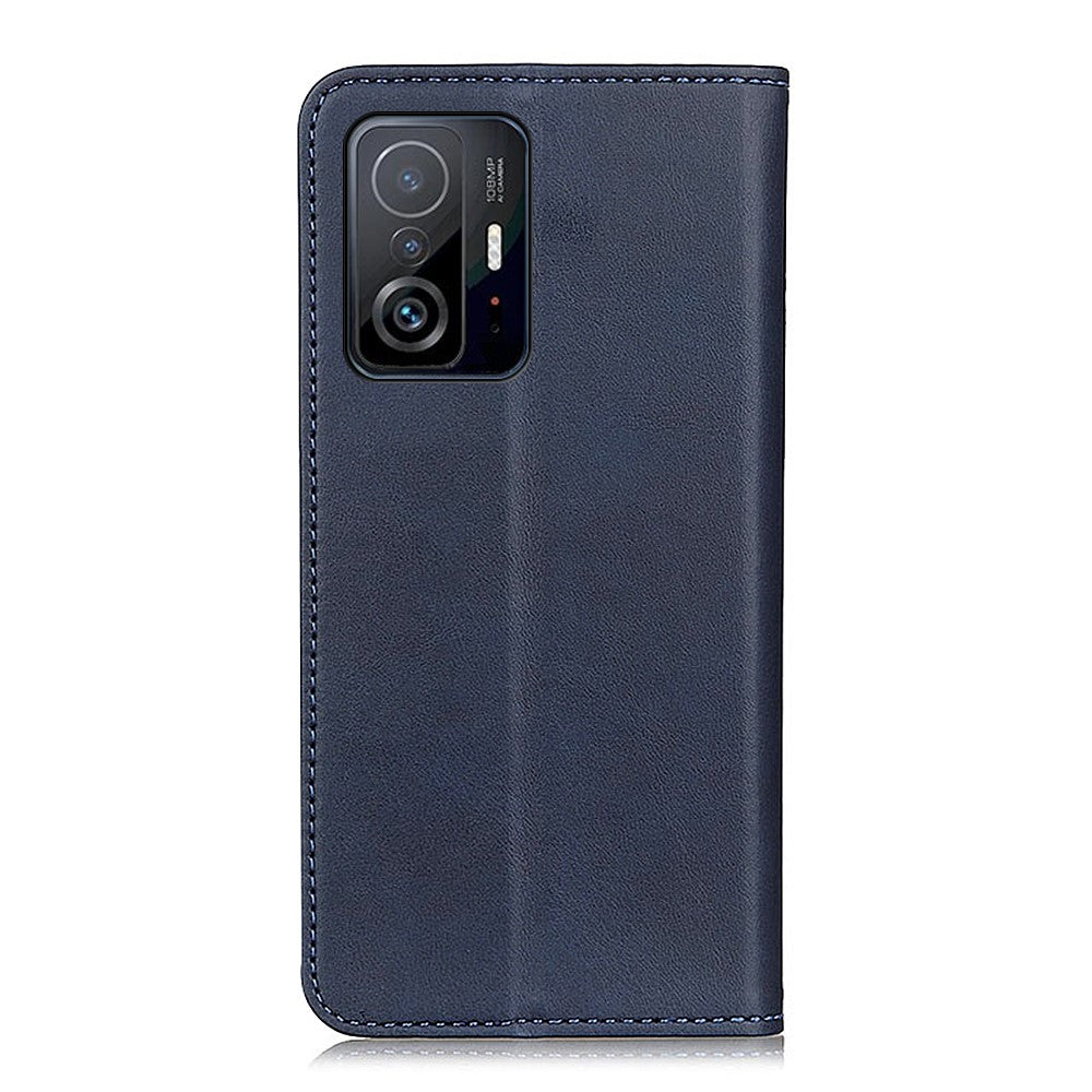 Split Leather Auto-absorbed Anti-drop Shockproof Wallet Stand Phone Cover for Xiaomi 11T/11T Pro