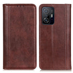 Litchi Texture Auto-absorbed Anti-drop Well-protected Split Leather Phone Cover Case with Wallet Stand for Xiaomi 11T/11T Pro