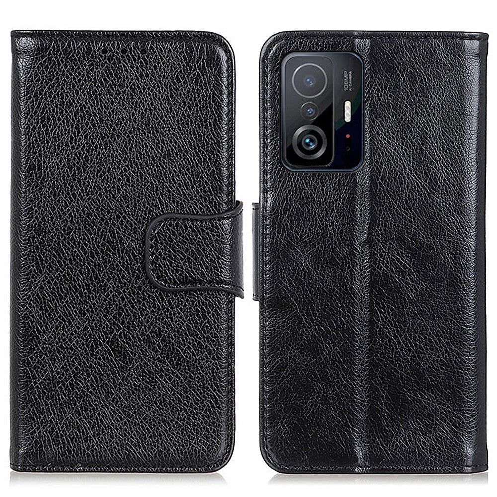 Nappa Texture Wallet Stand Fit Split Leather Flip Phone Protective Shell for Xiaomi 11T / 11T Pro