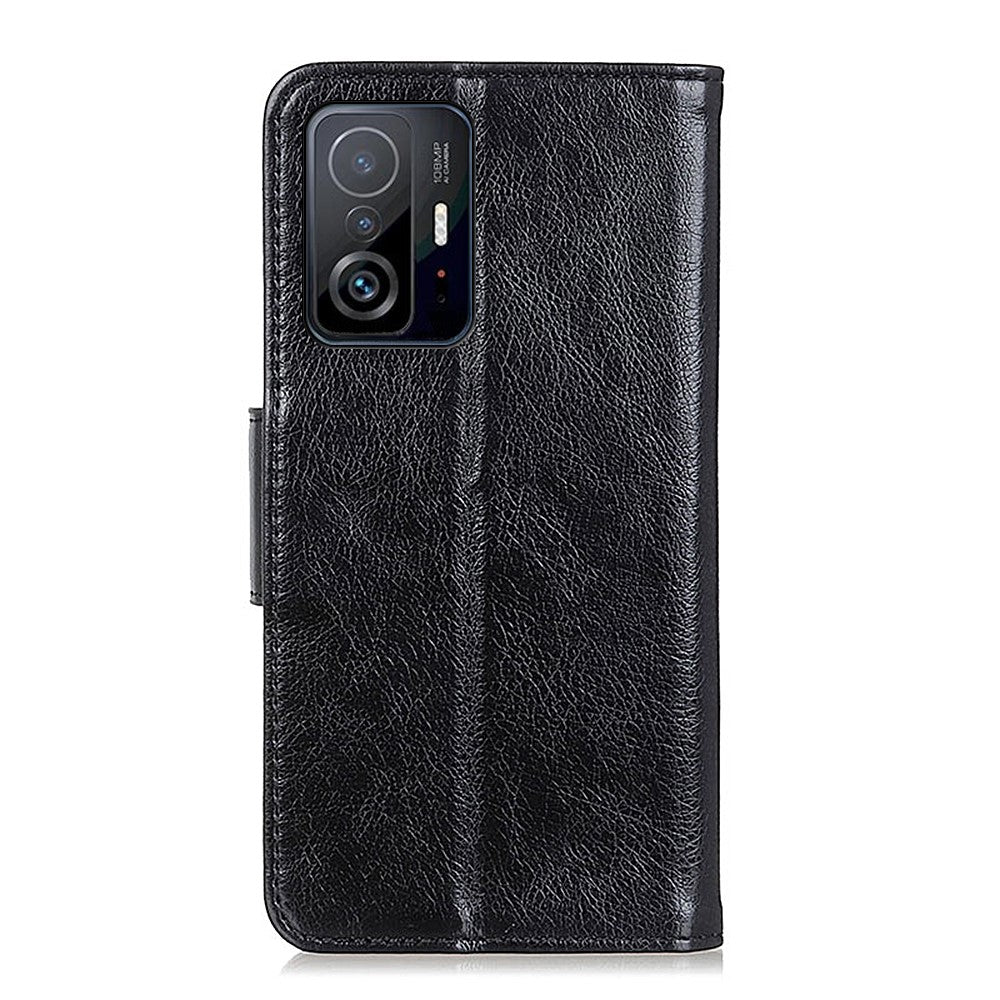 Nappa Texture Wallet Stand Fit Split Leather Flip Phone Protective Shell for Xiaomi 11T / 11T Pro